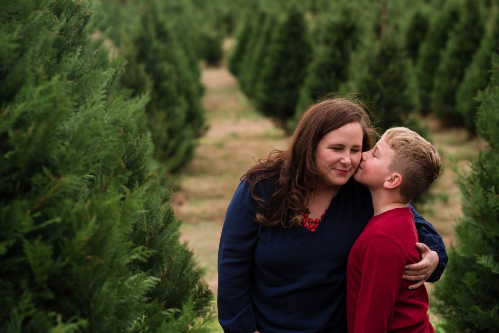 mother son christmas tree farm