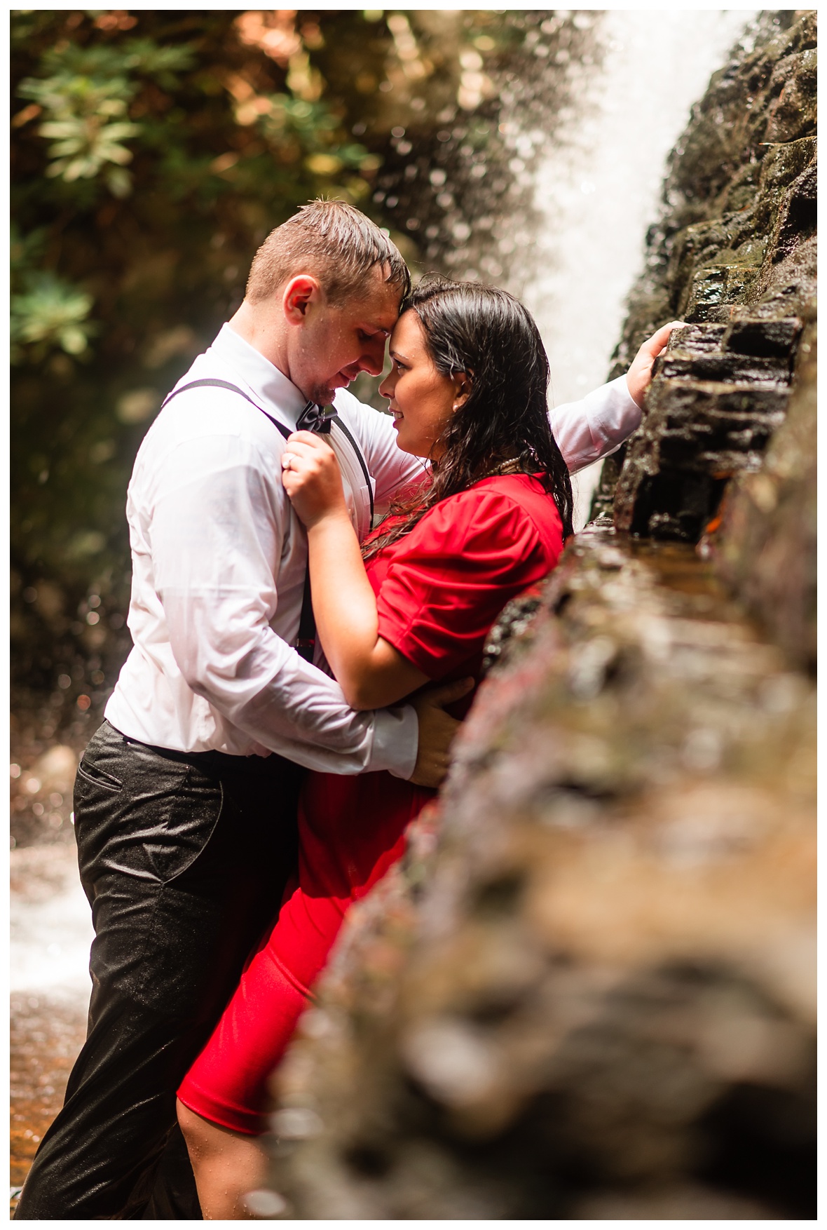 romantic waterfall engagement photos