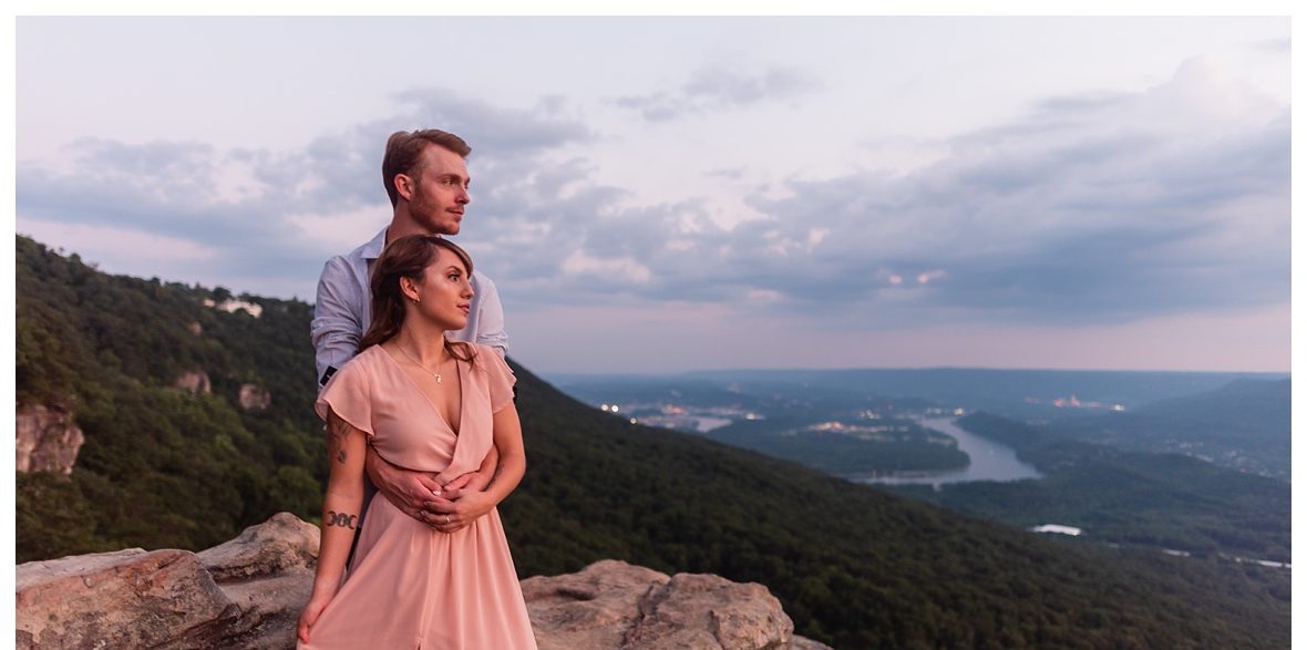 engagement photo on sunset rock