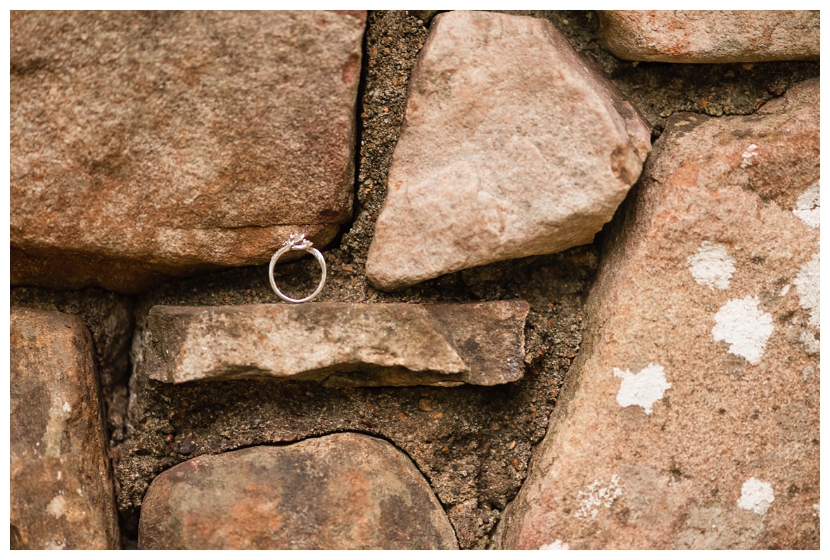 engagement ring in rock