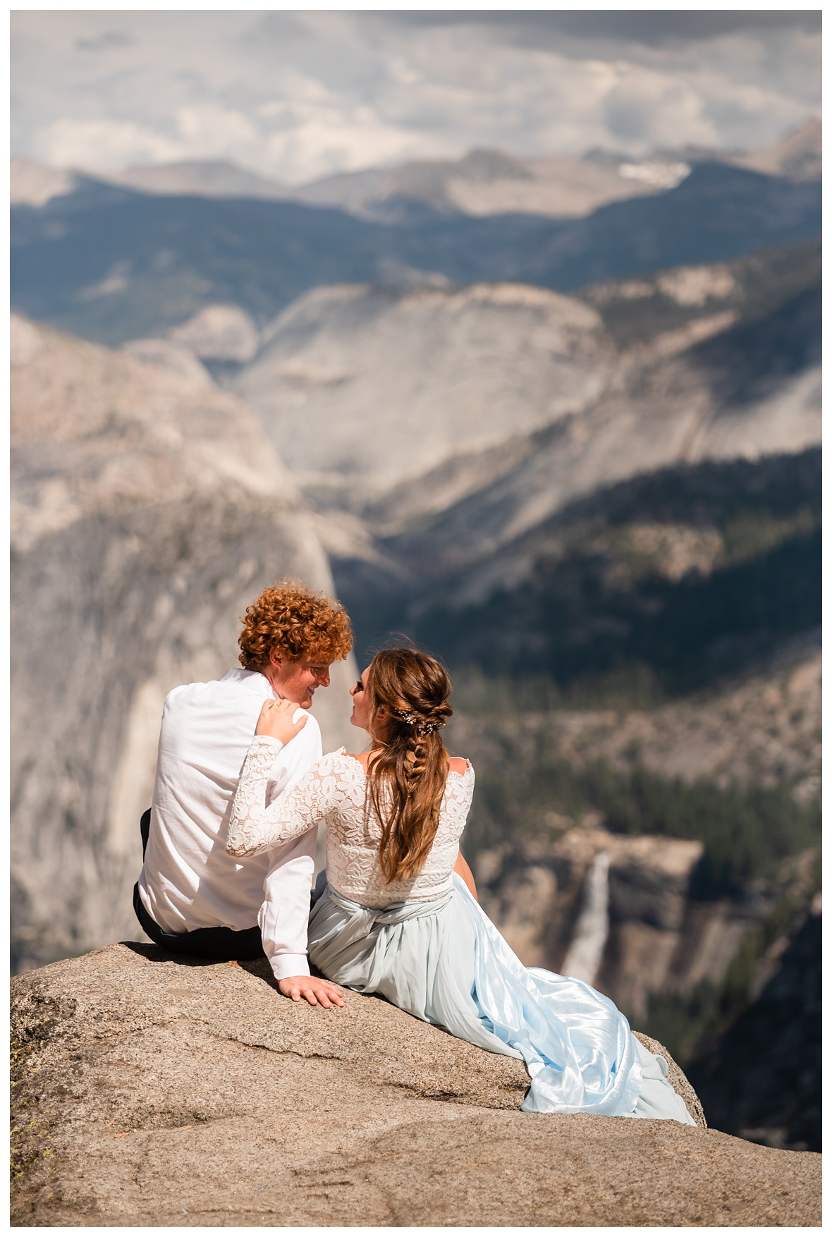 Engaged couple at glacier point