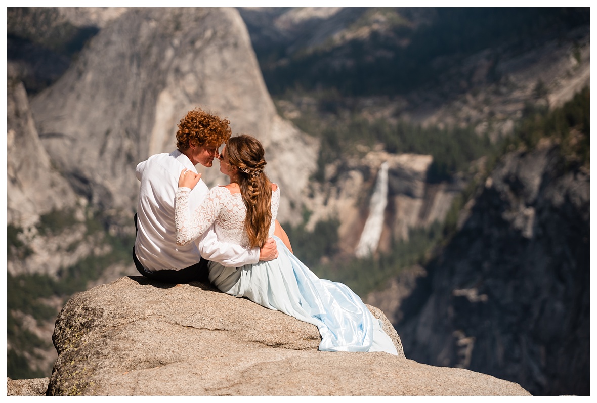Engaged couple at glacier point