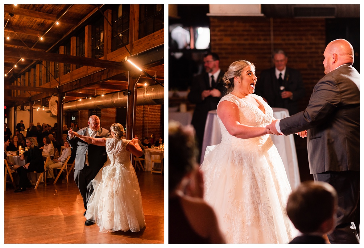 goom leads bride during first dance