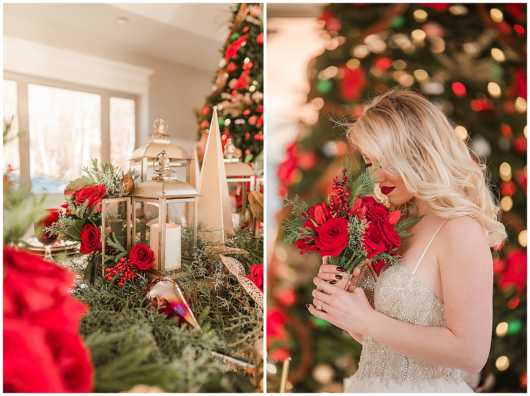 Christmas bride at her reception