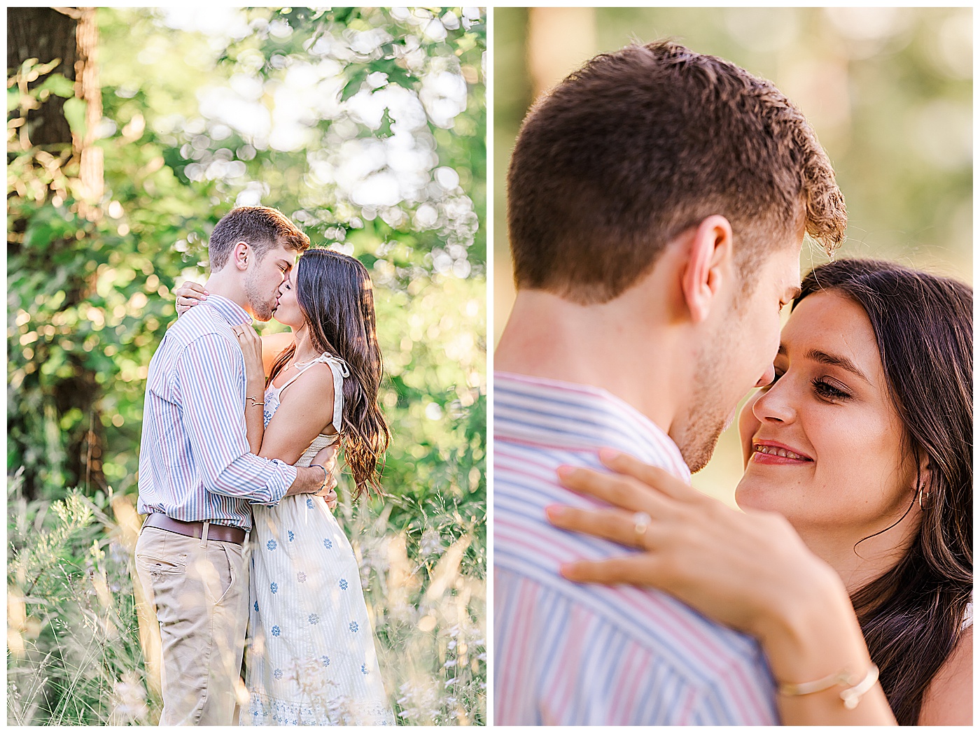 Engagement Couple Kissing and Smiling