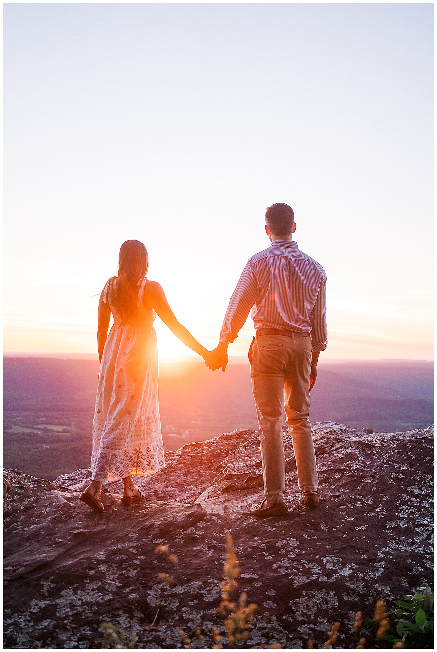 Lookout Mountain Couple Holding Hands Sunset Engagement