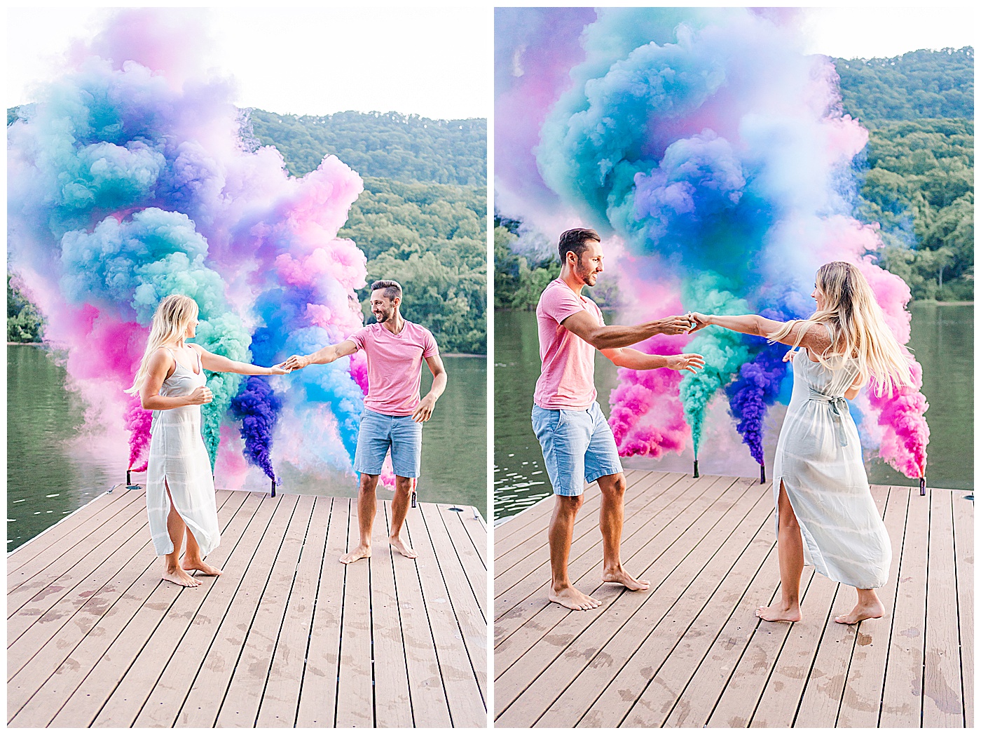 Smoke Bomb Engagement Pictures Dancing