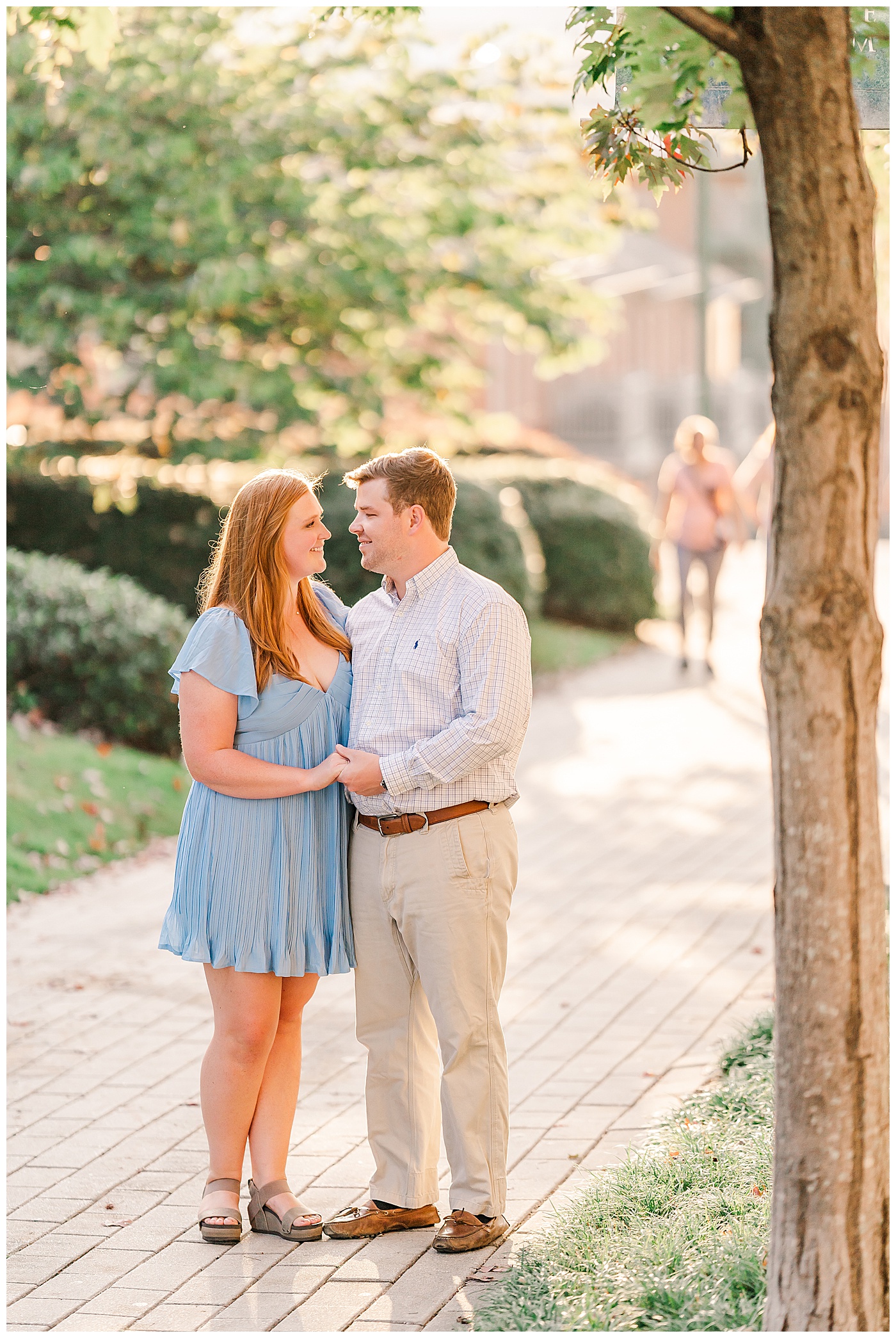 Downtown Chattanooga Engagement Couple Smiling 