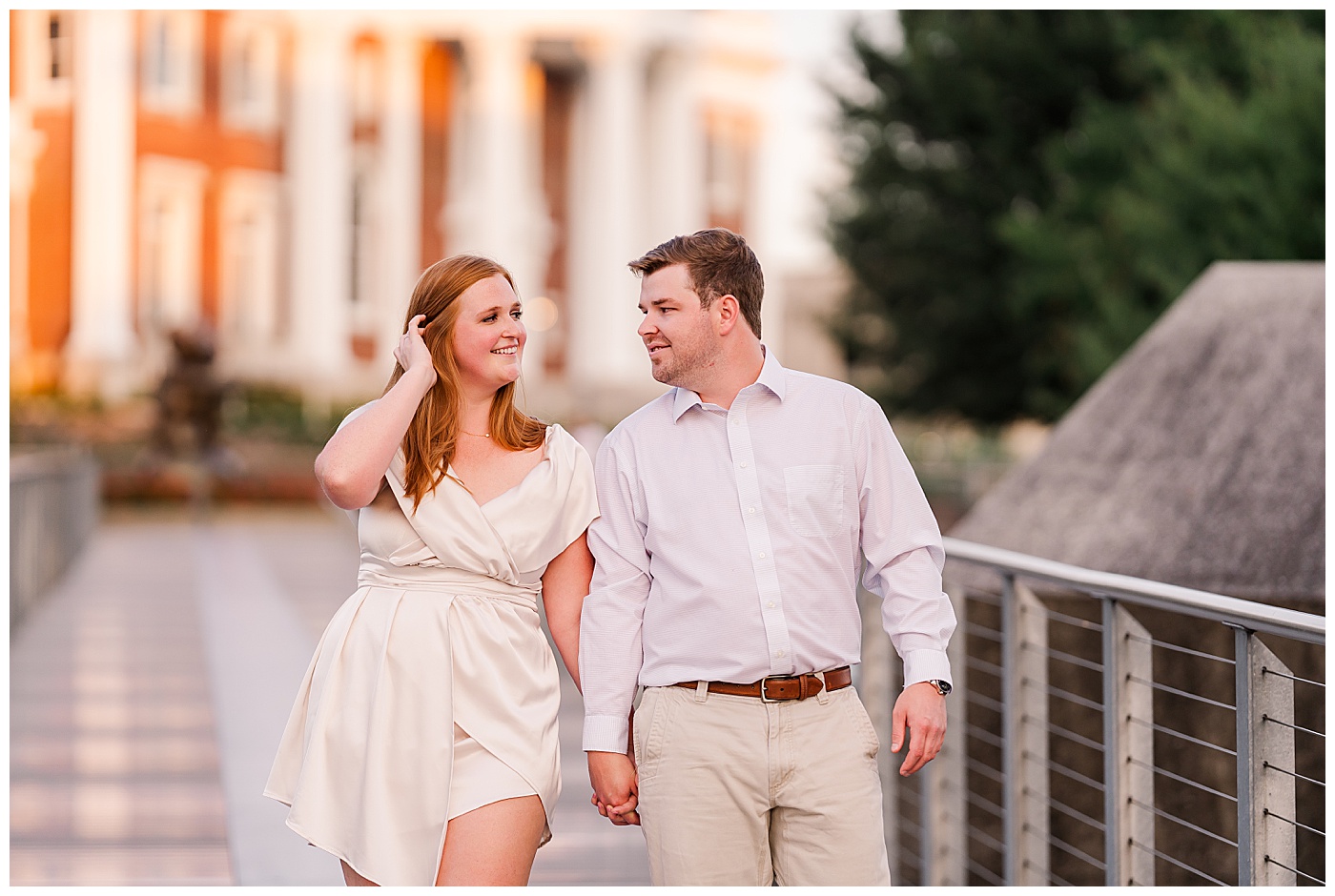 Downtown Chattanooga Engagement Couple Hand in Hand Bridge