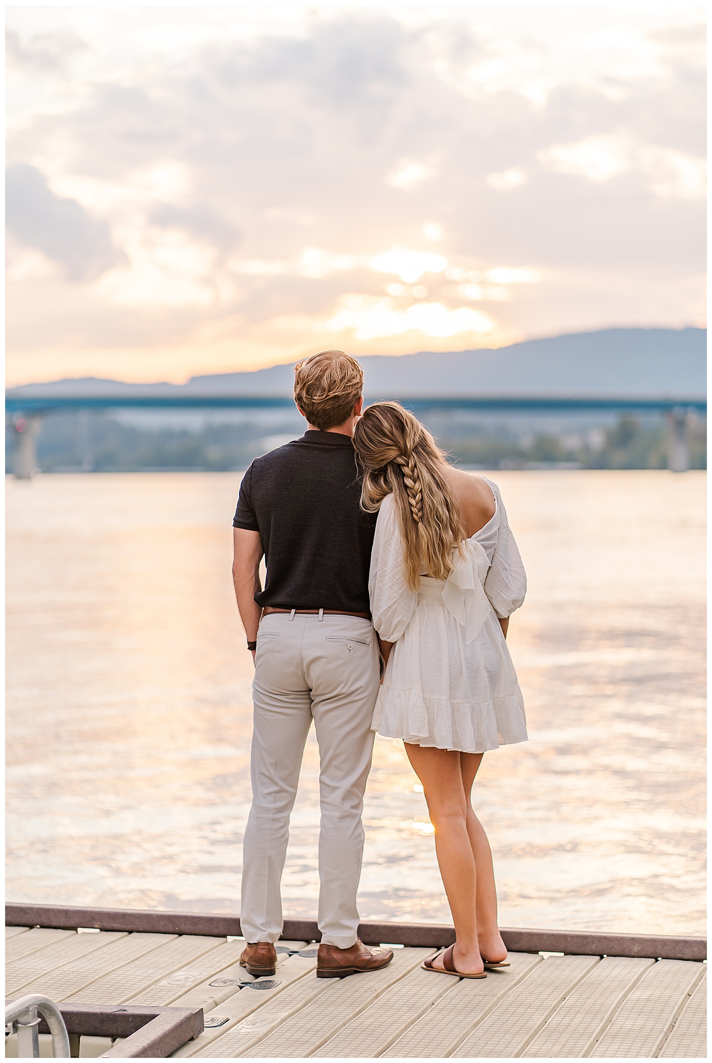 Downtown Chattanooga TN River Engagement Photos Sunset