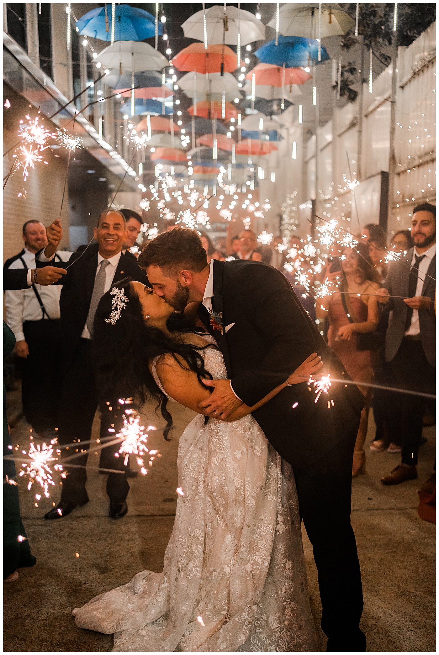 Chattanooga Downtown Bride and Groom Sparkler Exit