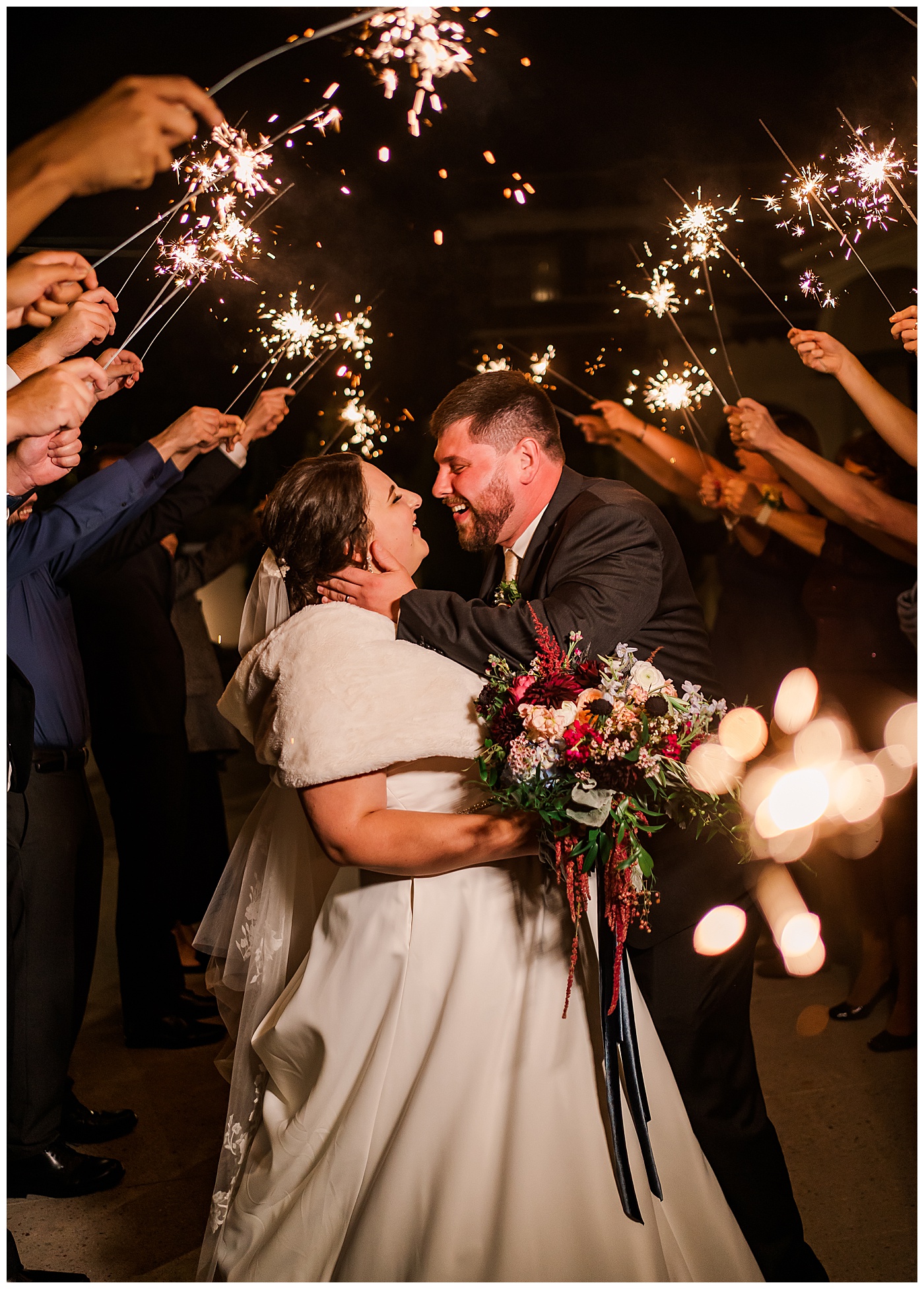 Common House Wedding Bride and Groom Sparkler Exit