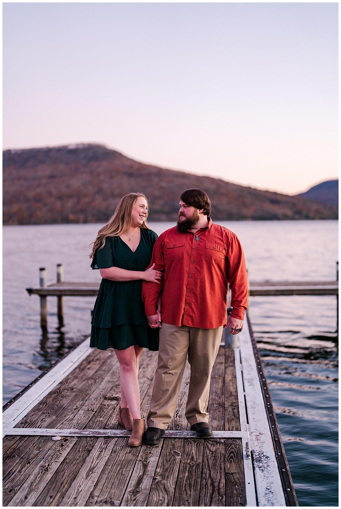 Fall Engagement Couple on Pier