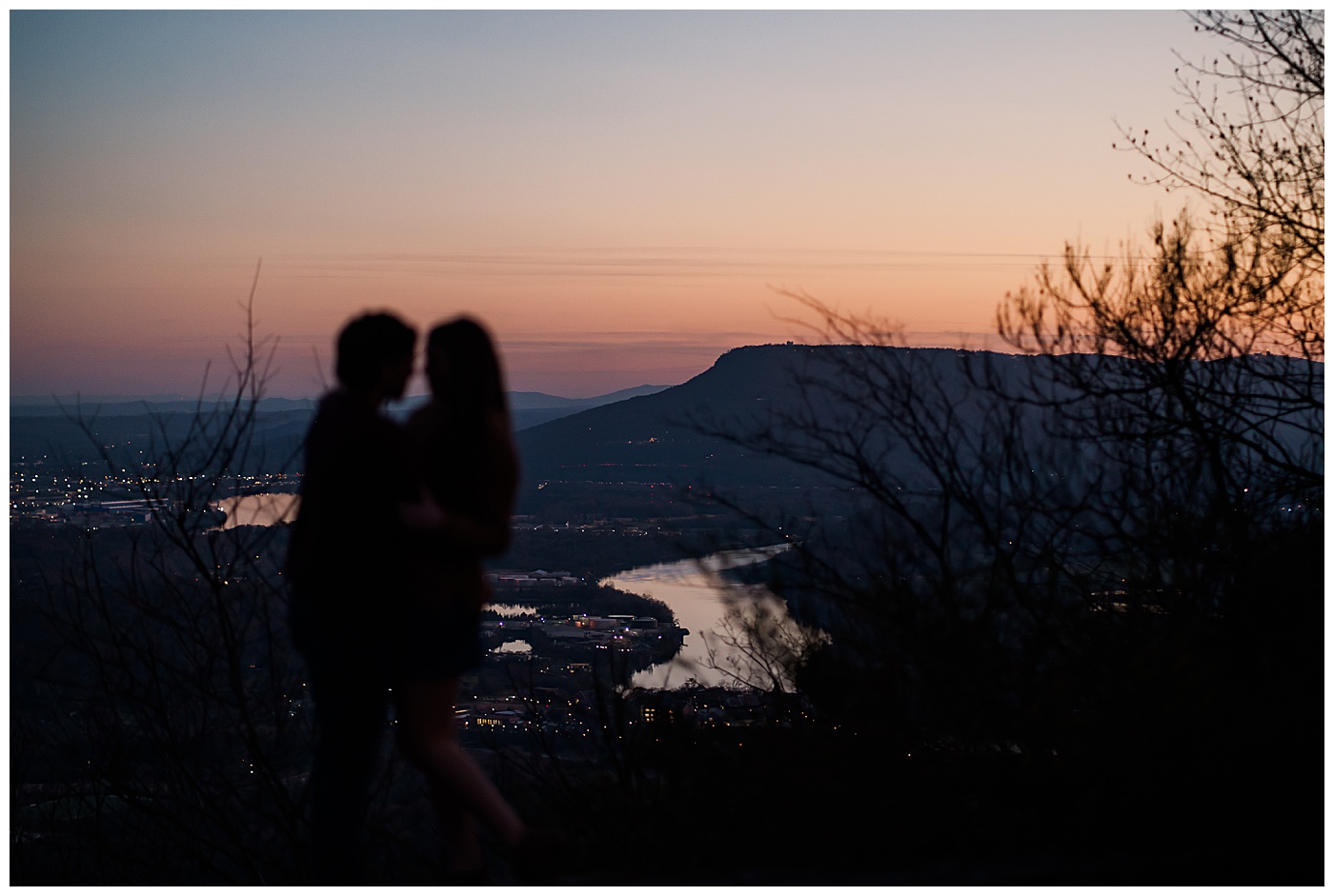 Signal Mountain Engagement Couple Sunset