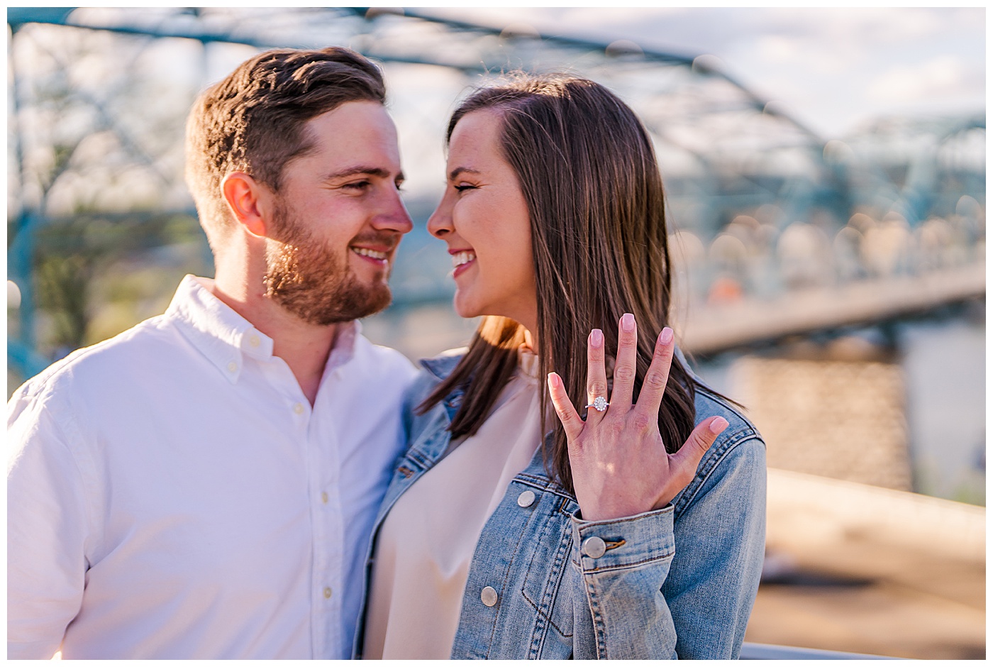 Downtown Chattanooga Proposal Couple and the Ring