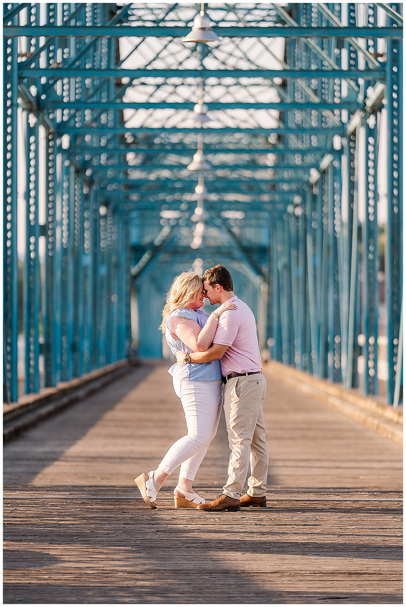 Hugging Couple Chattanooga Walking Bridge