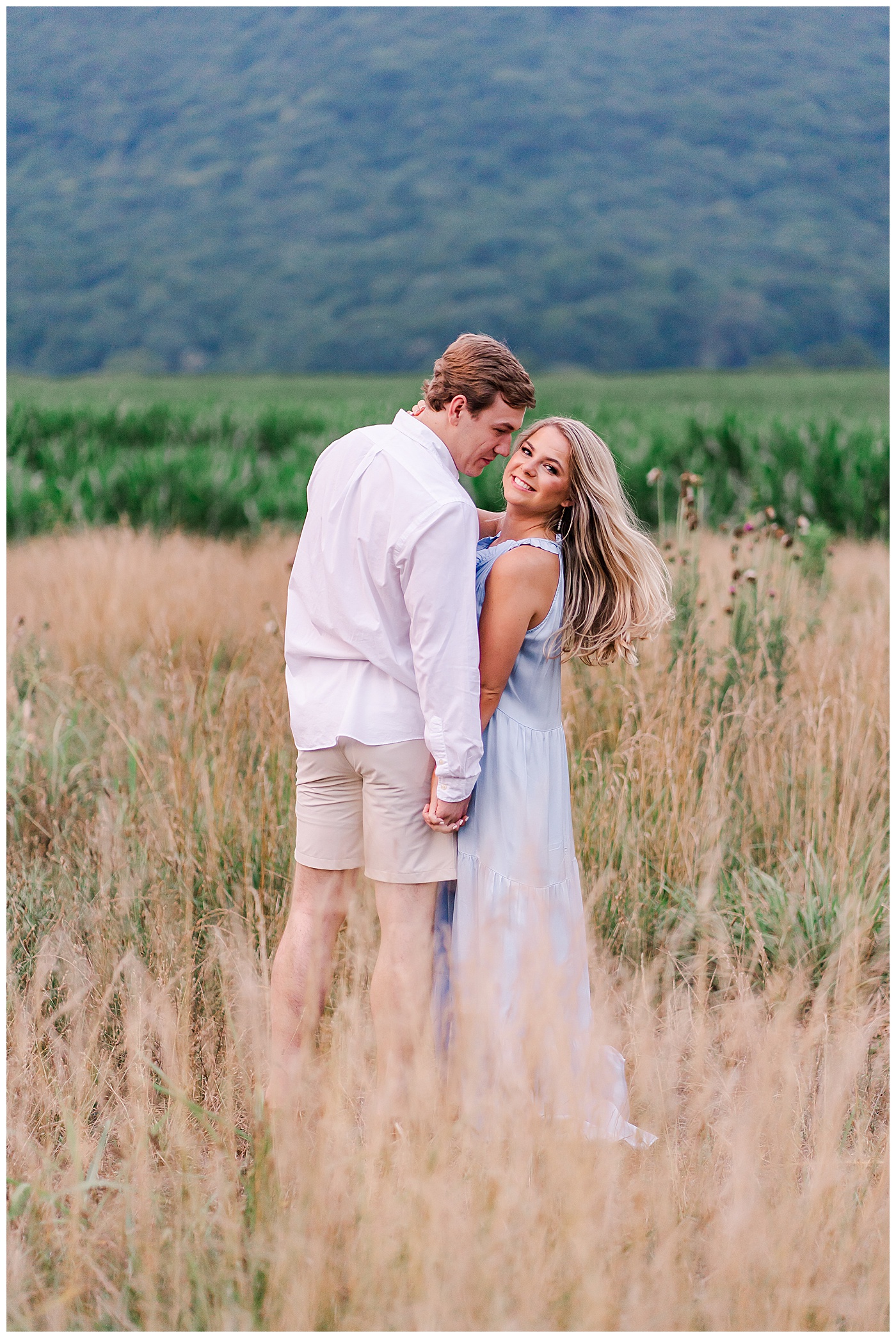 Mountain Cove Farms Engagement Couple in Field
