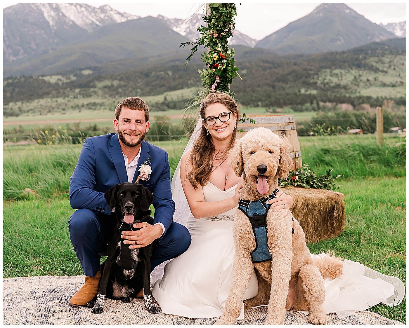 Montana Wedding the Couple and their Dogs