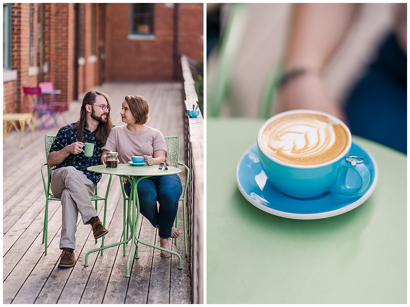Unique Engagement Photos Coffee Shop and Couple
