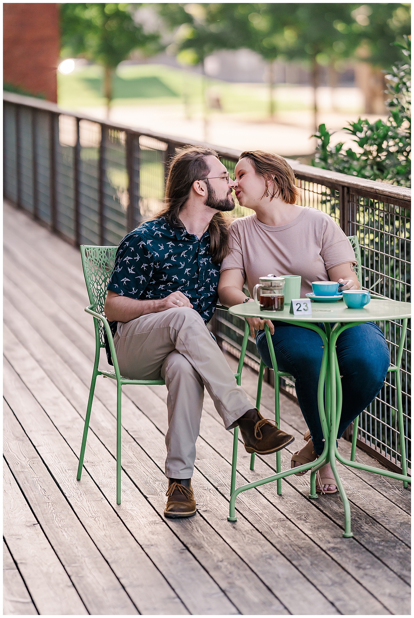 Unique Engagement Photos Kissing Couple