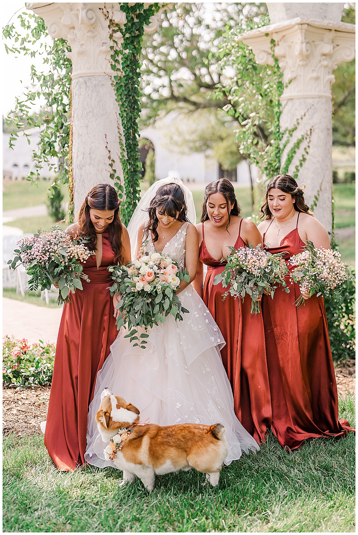 Bridal Party with Corgi The Woodlands and Howe Farms