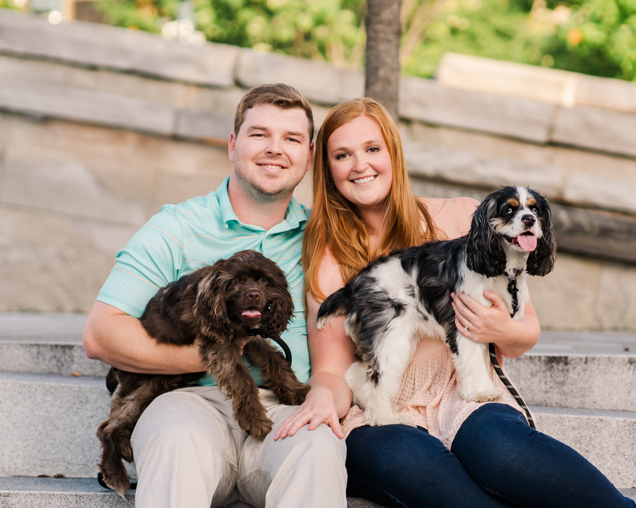 Engagement Pictures Puppies and the Couple