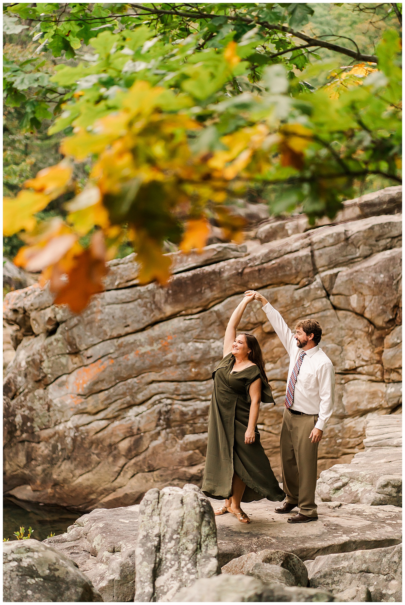 Happy Couple Fall Engagement Chattanooga