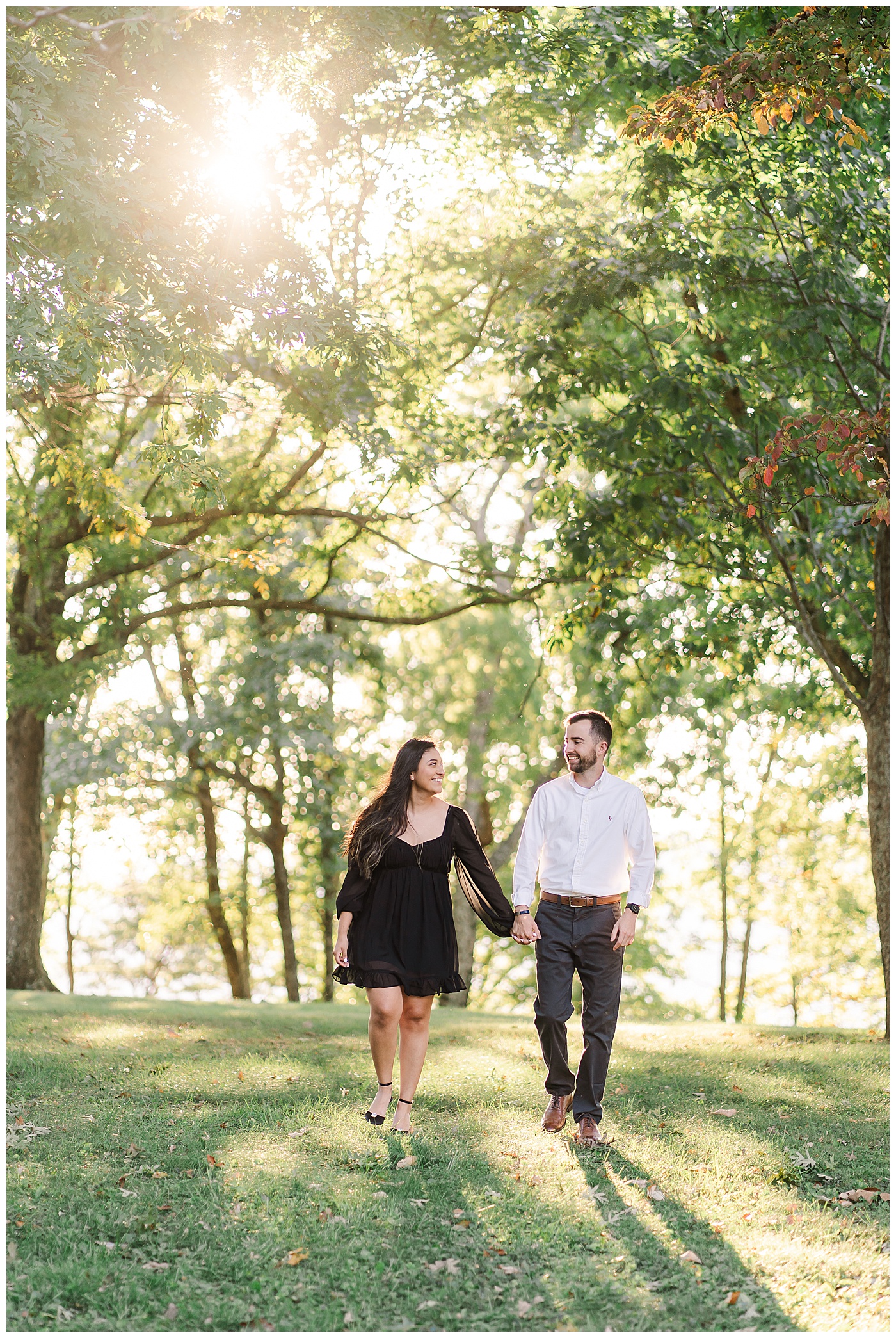 Tennessee Sunset Engagement Hand in Hand Walking