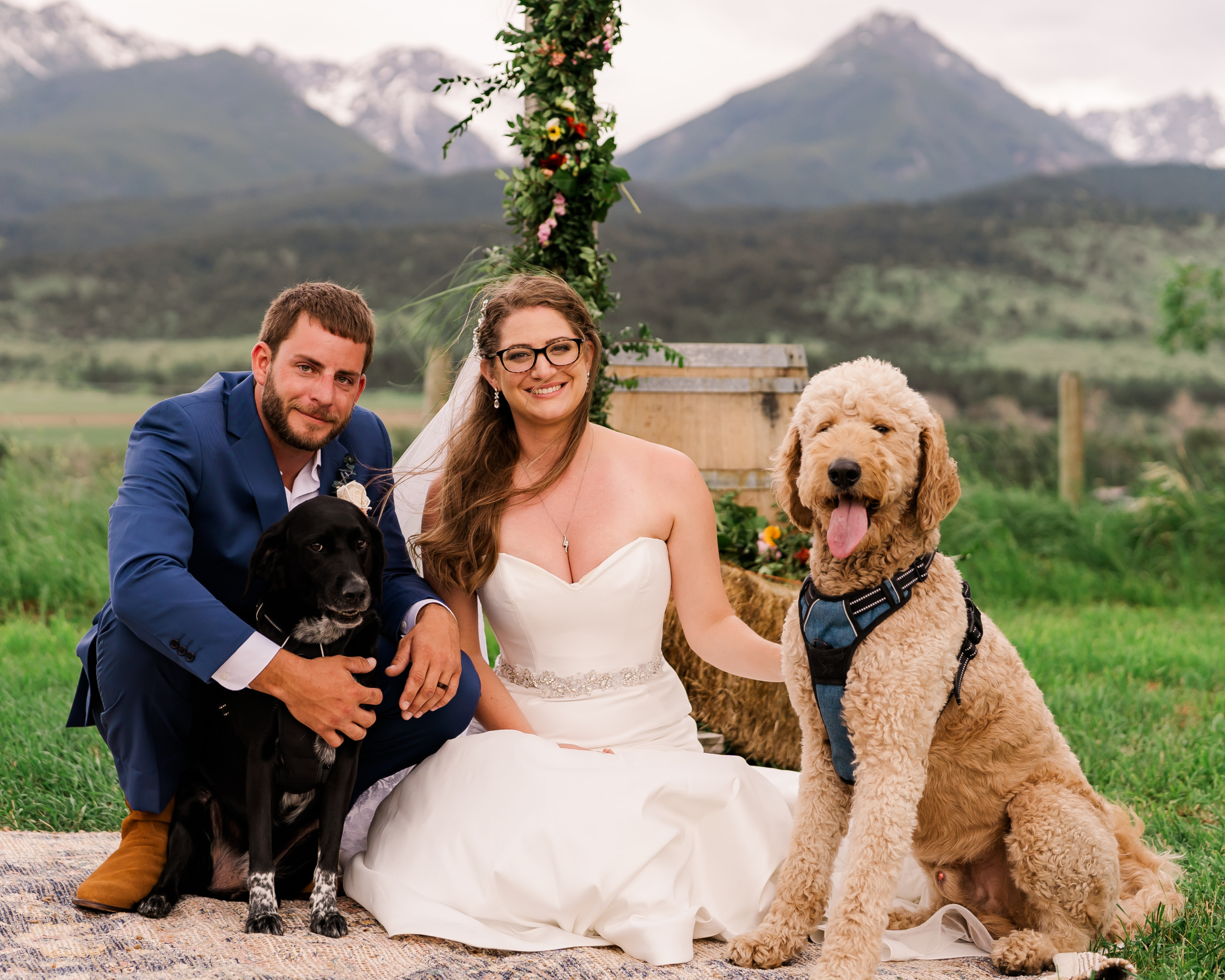 The Bride and Groom and Their Pups